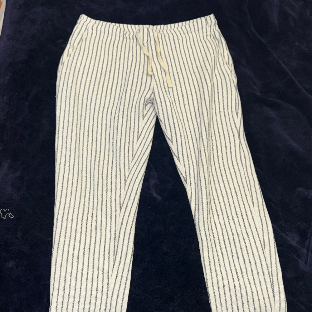 Zara Cream and Black Striped Joggers